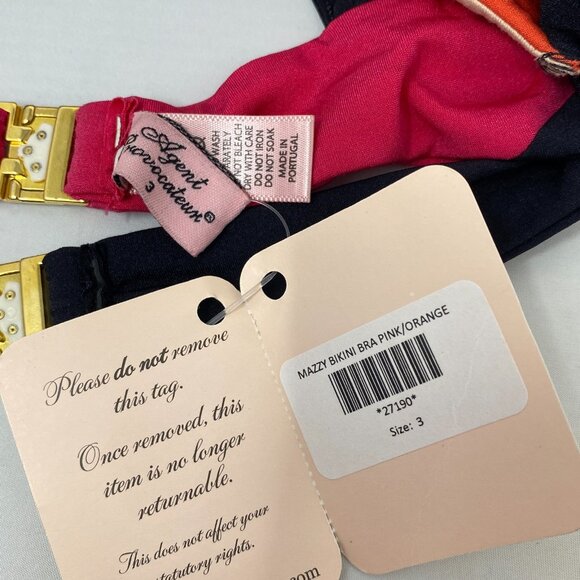 Agent Provocateur Mazzy Coral Fuchsia Black Bikini 3/2 Set NWT - Picture 8 of 10